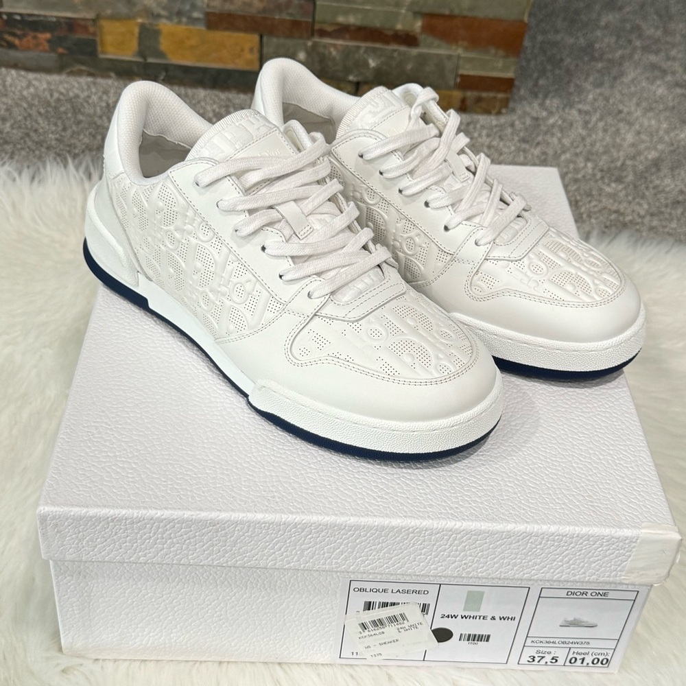 SOLD‼️Christian Dior - Dior One White Oblique Perforated Calfskin Womens Sneaker - Picture 14 of 14